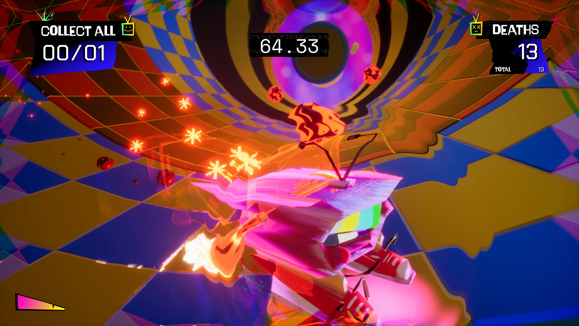 TV character uses jetpack at platforming level